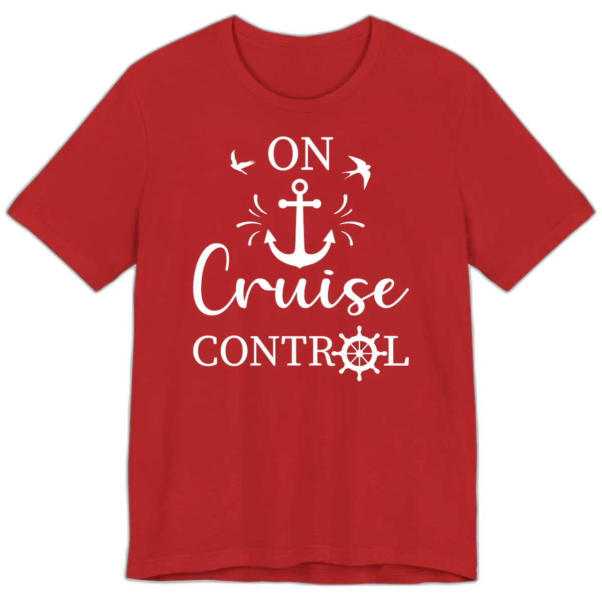 On Cruise Control Nautical Anchor Premium T-Shirt in Red
