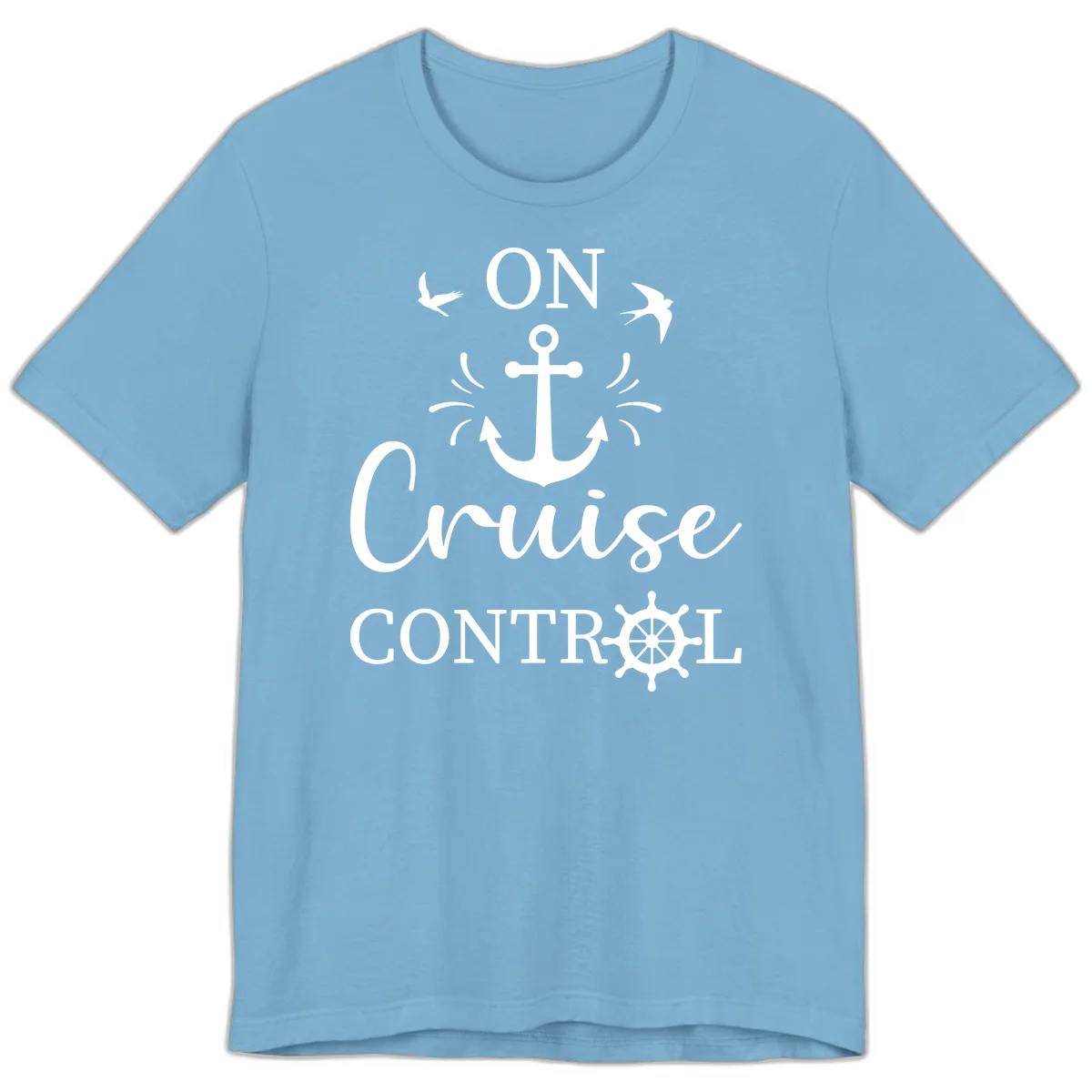 On Cruise Control Nautical Anchor Premium T-Shirt in Ocean Blue