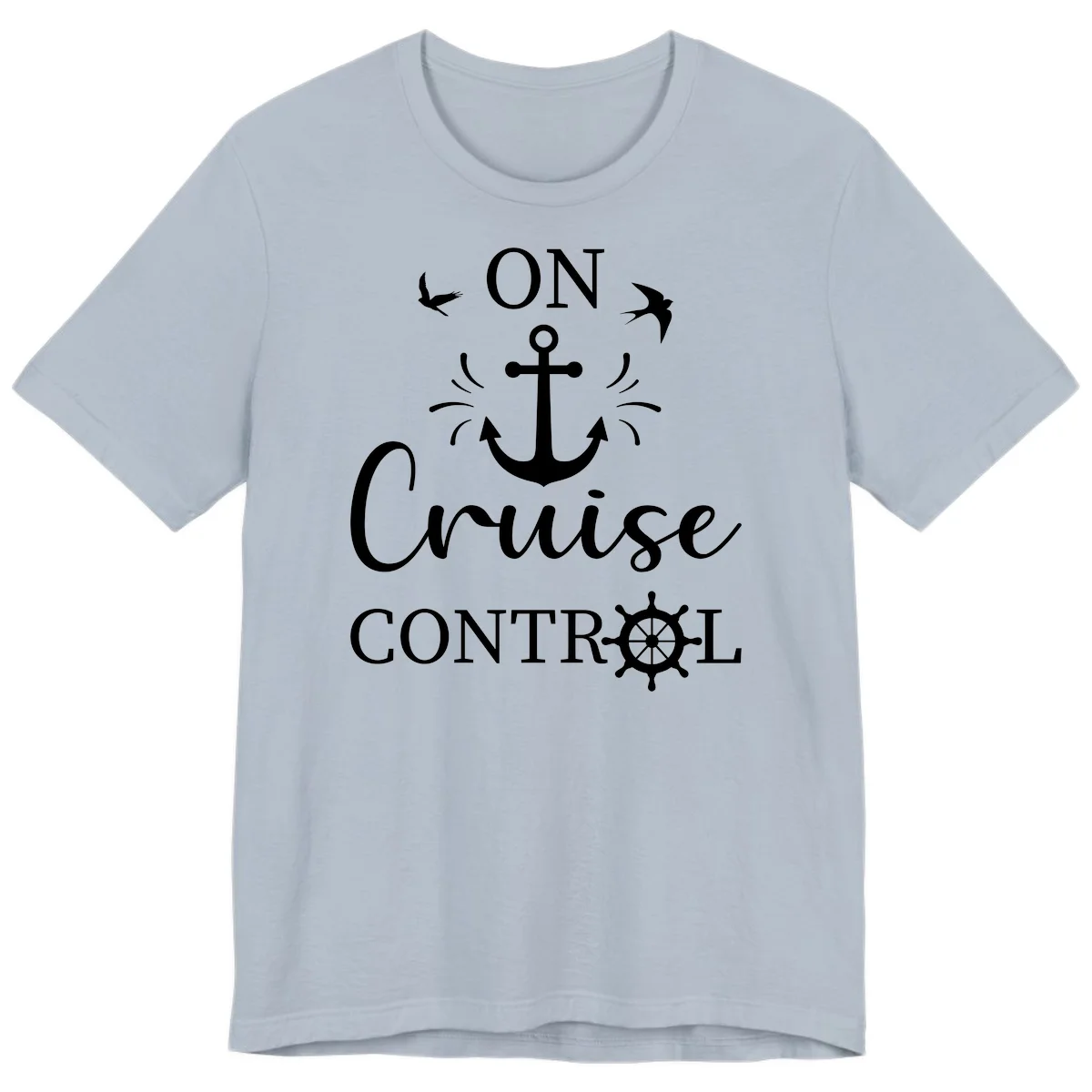 On Cruise Control Nautical Anchor Premium T-Shirt in Light Blue