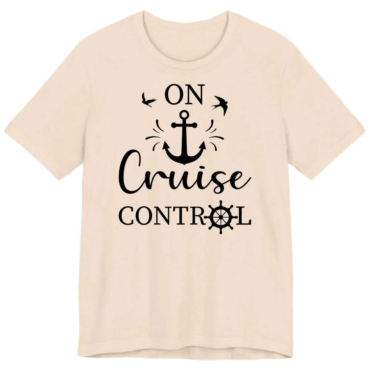 On Cruise Control Nautical Anchor Premium T-Shirt in Soft Cream