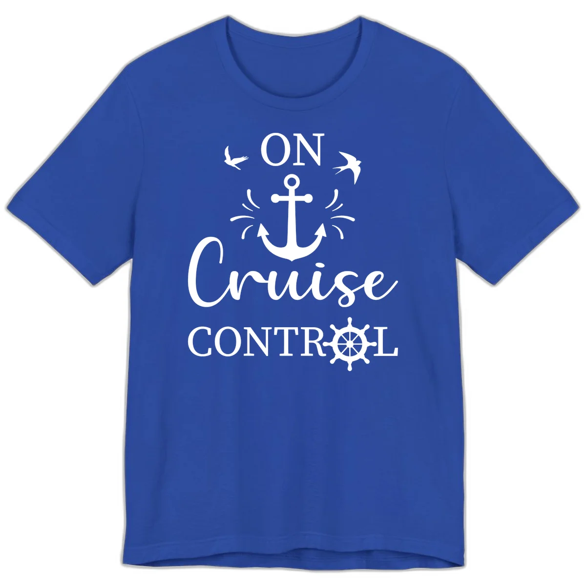 On Cruise Control Nautical Anchor Premium T-Shirt in True Royal