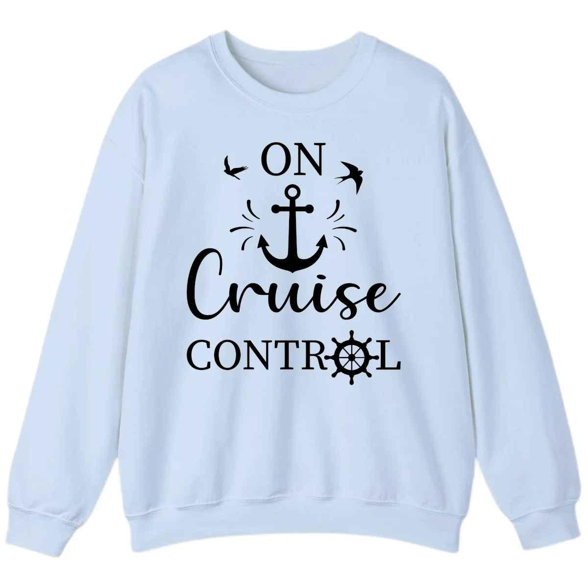 On Cruise Control Nautical Anchor Sweatshirt in Light Blue