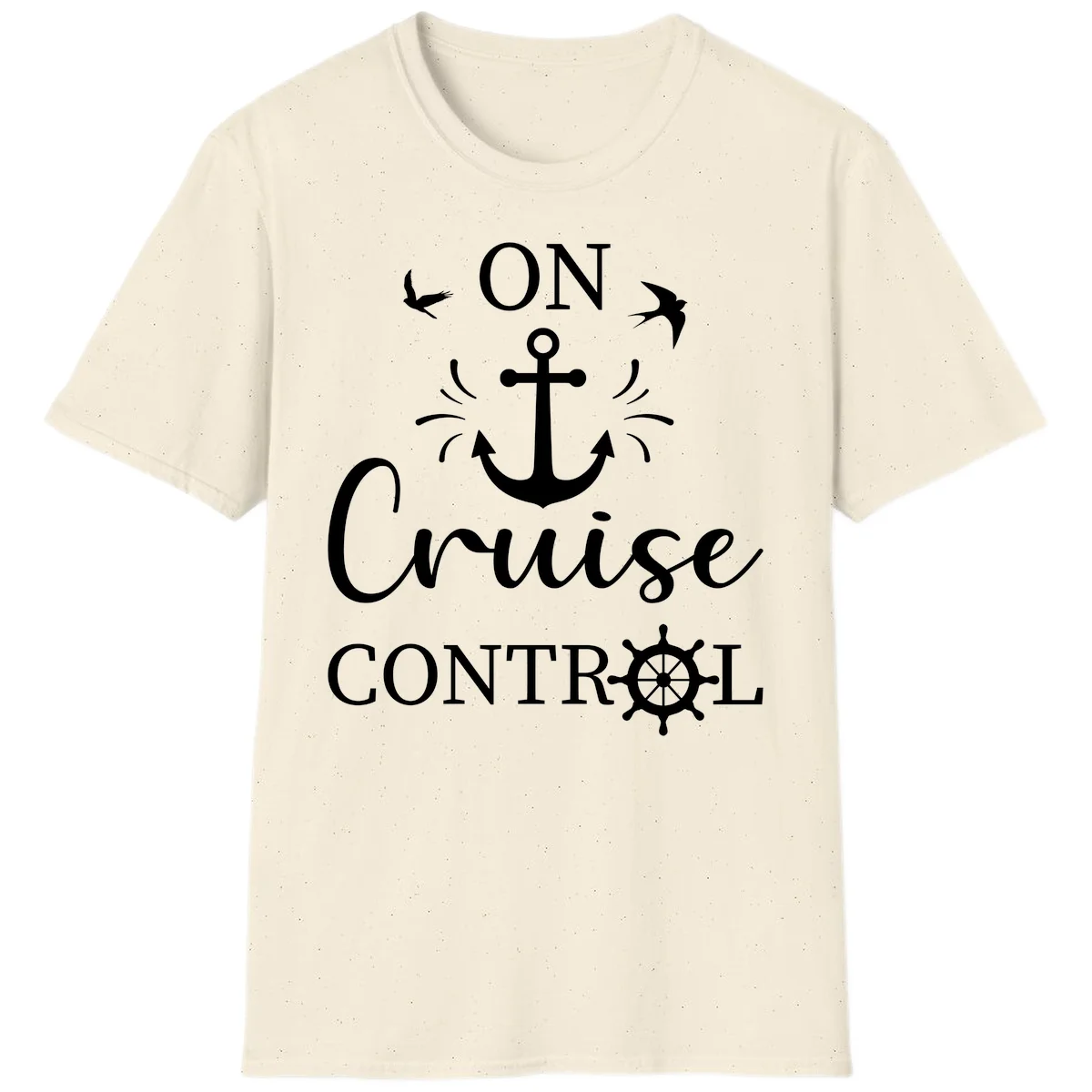 On Cruise Control Nautical Anchor Ship Wheel T-Shirt in Natural