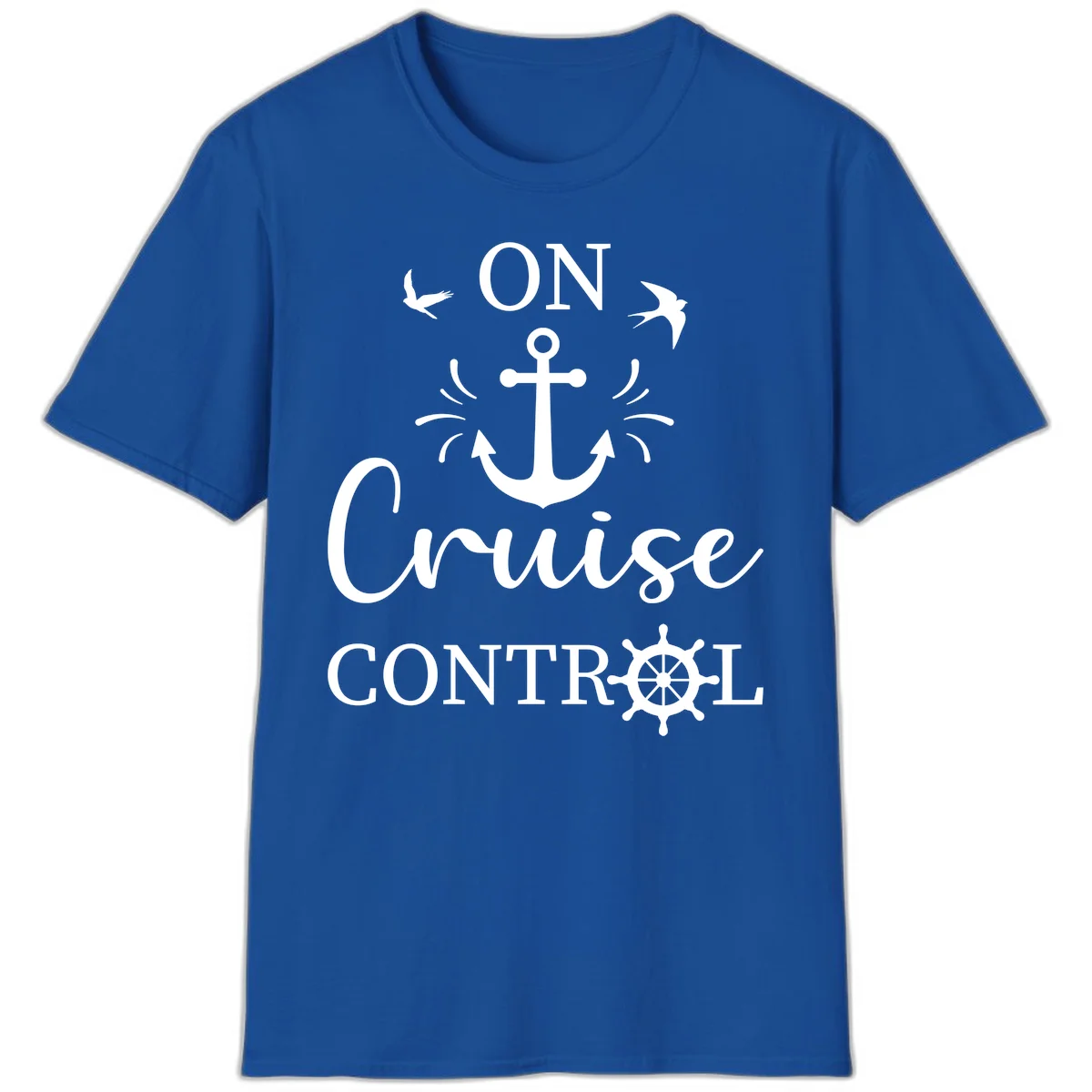 On Cruise Control Nautical Anchor Ship Wheel T-Shirt in Royal