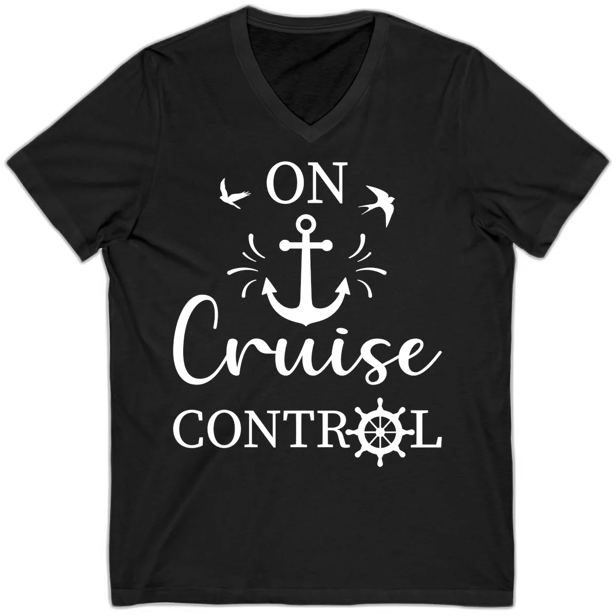 On Cruise Control Nautical Anchor V-Neck in Black