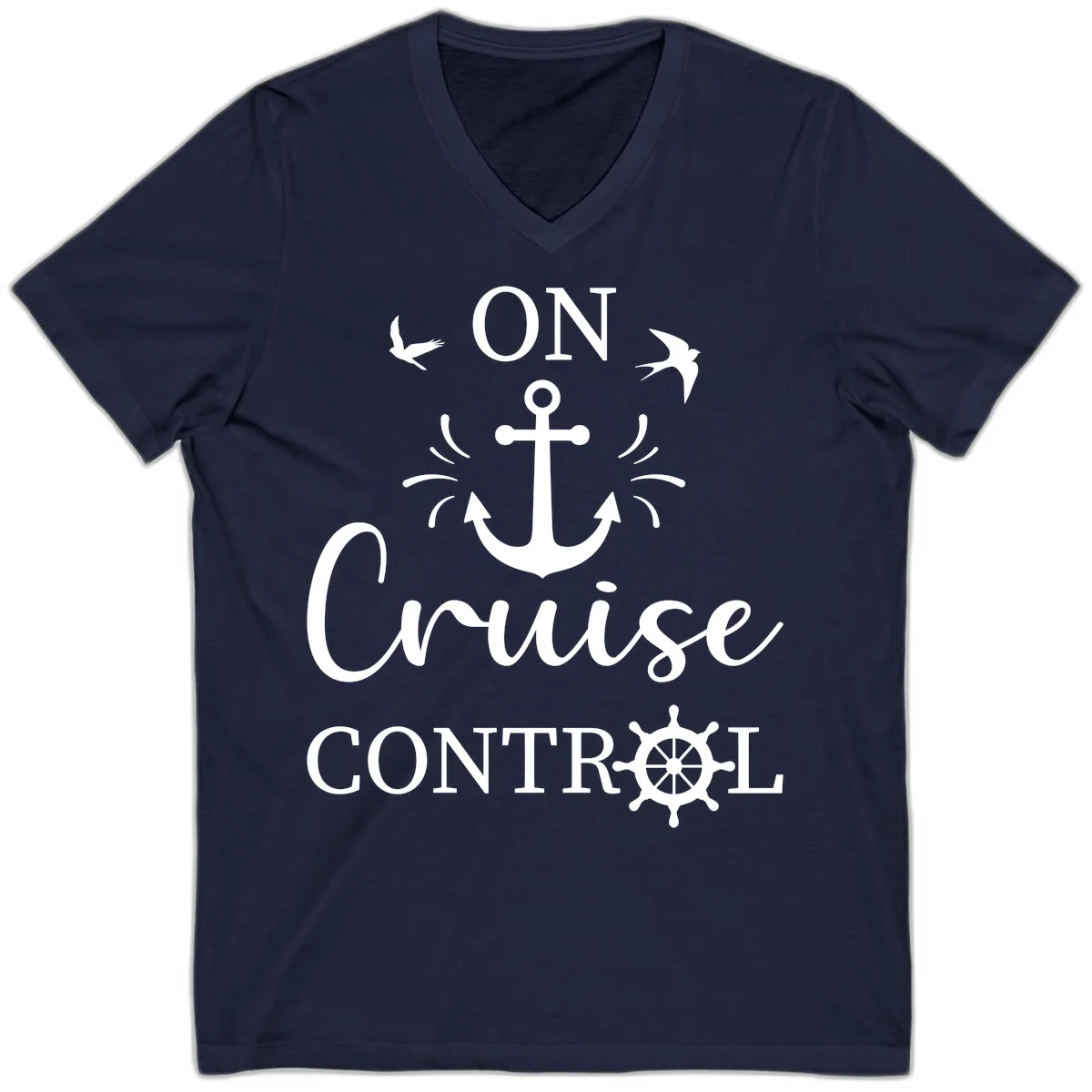 On Cruise Control Nautical Anchor V-Neck in Navy