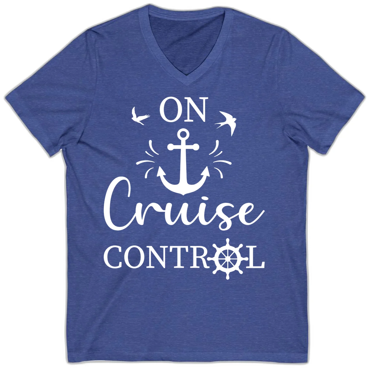 On Cruise Control Nautical Anchor V-Neck in Heather True Royal