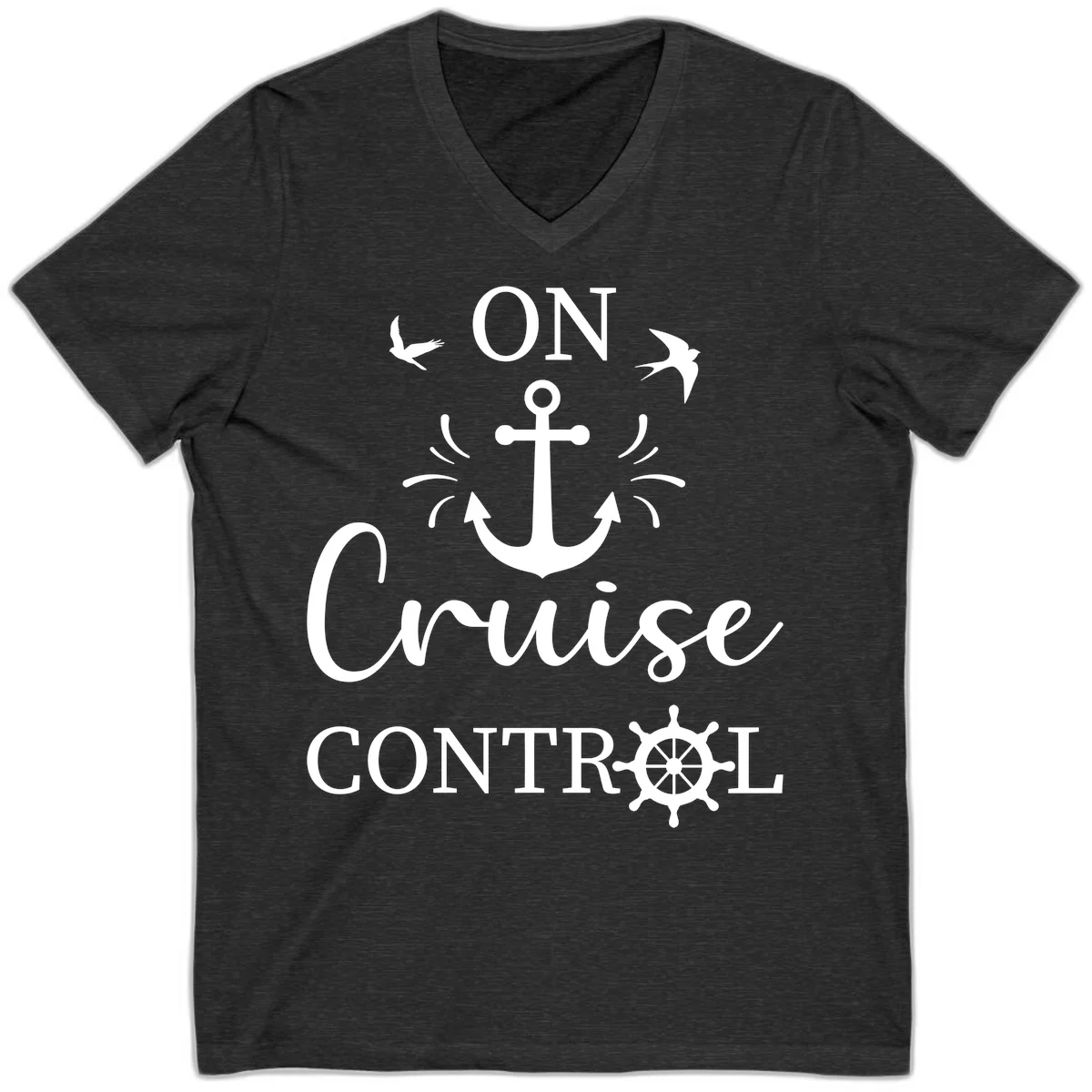 On Cruise Control Nautical Anchor V-Neck in Dark Grey Heather