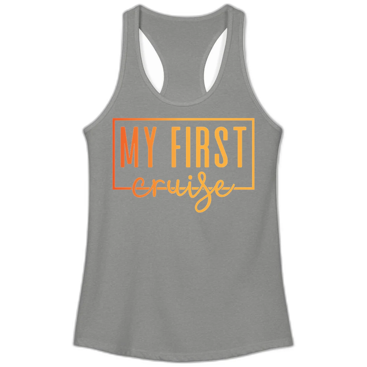My First Cruise Ladies Racerback Tank in Heather Grey