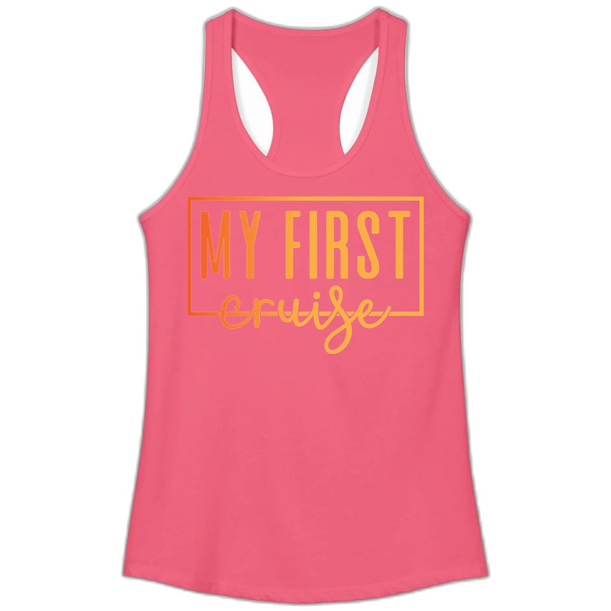 My First Cruise Ladies Racerback Tank in Hot Pink