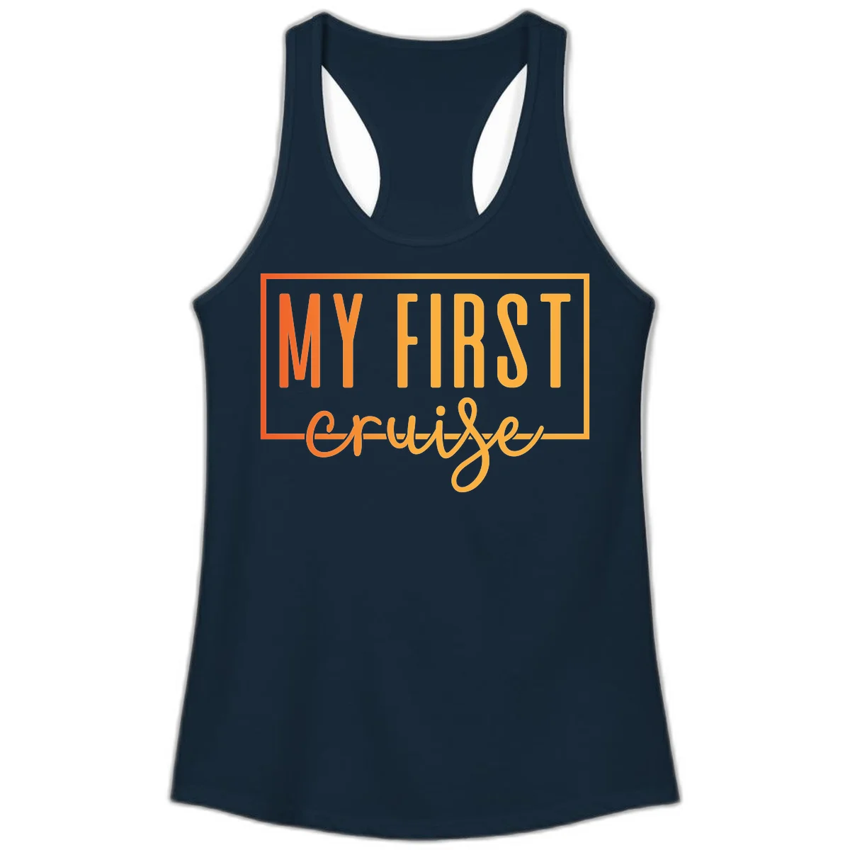 My First Cruise Ladies Racerback Tank in Solid Midnight Navy
