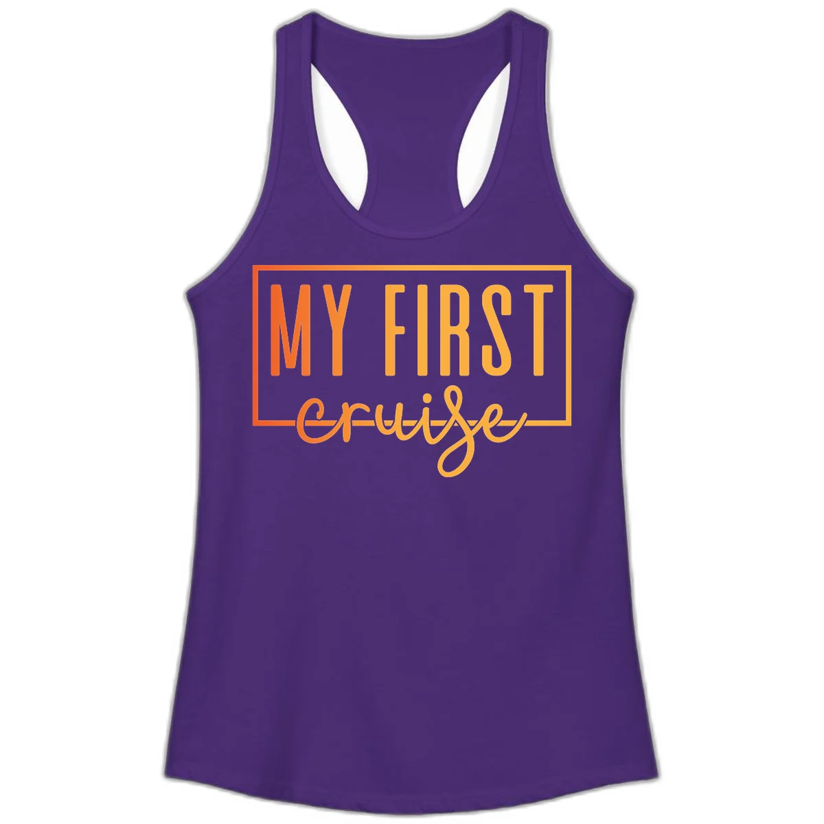 My First Cruise Ladies Racerback Tank in Solid Purple Rush