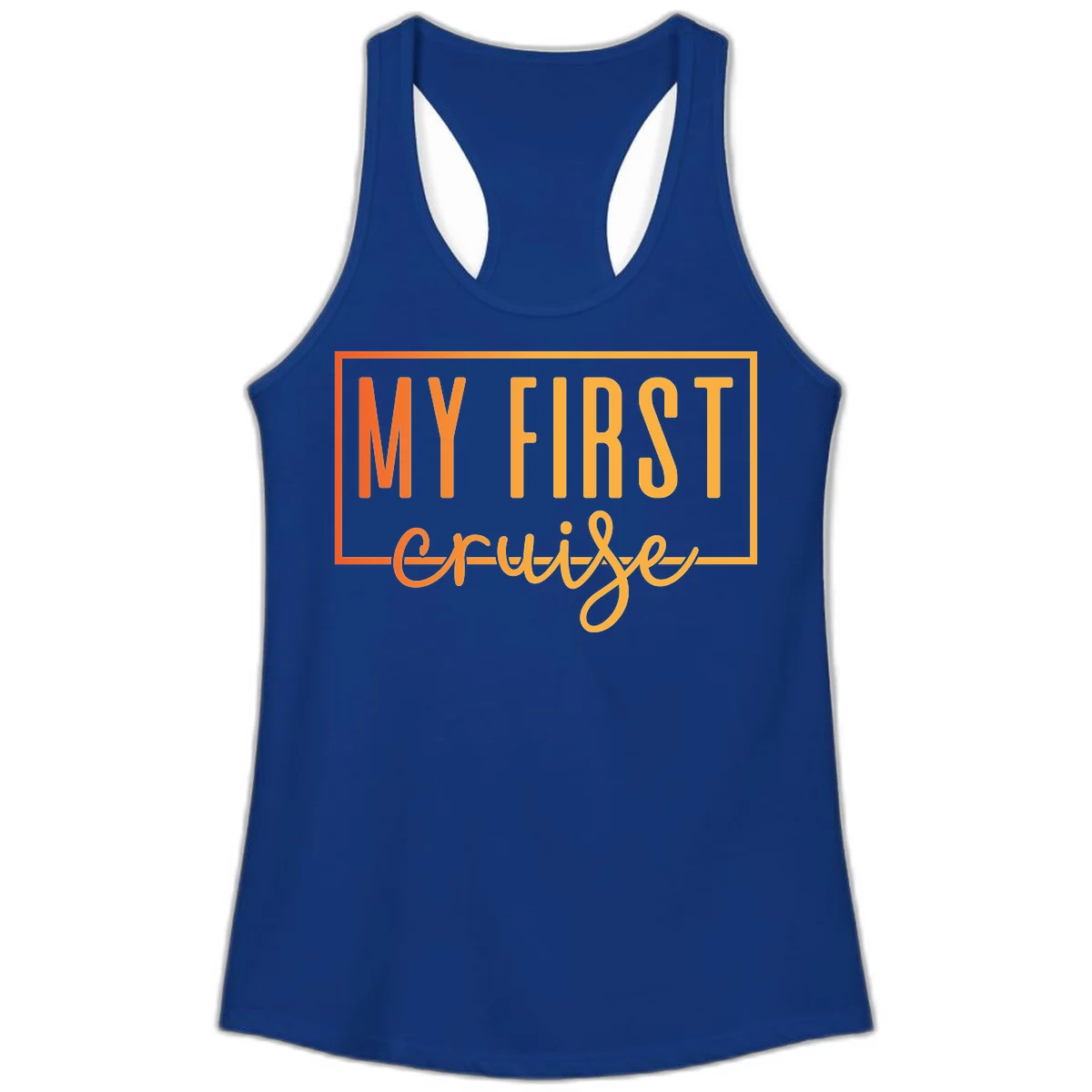 My First Cruise Ladies Racerback Tank in Solid Royal