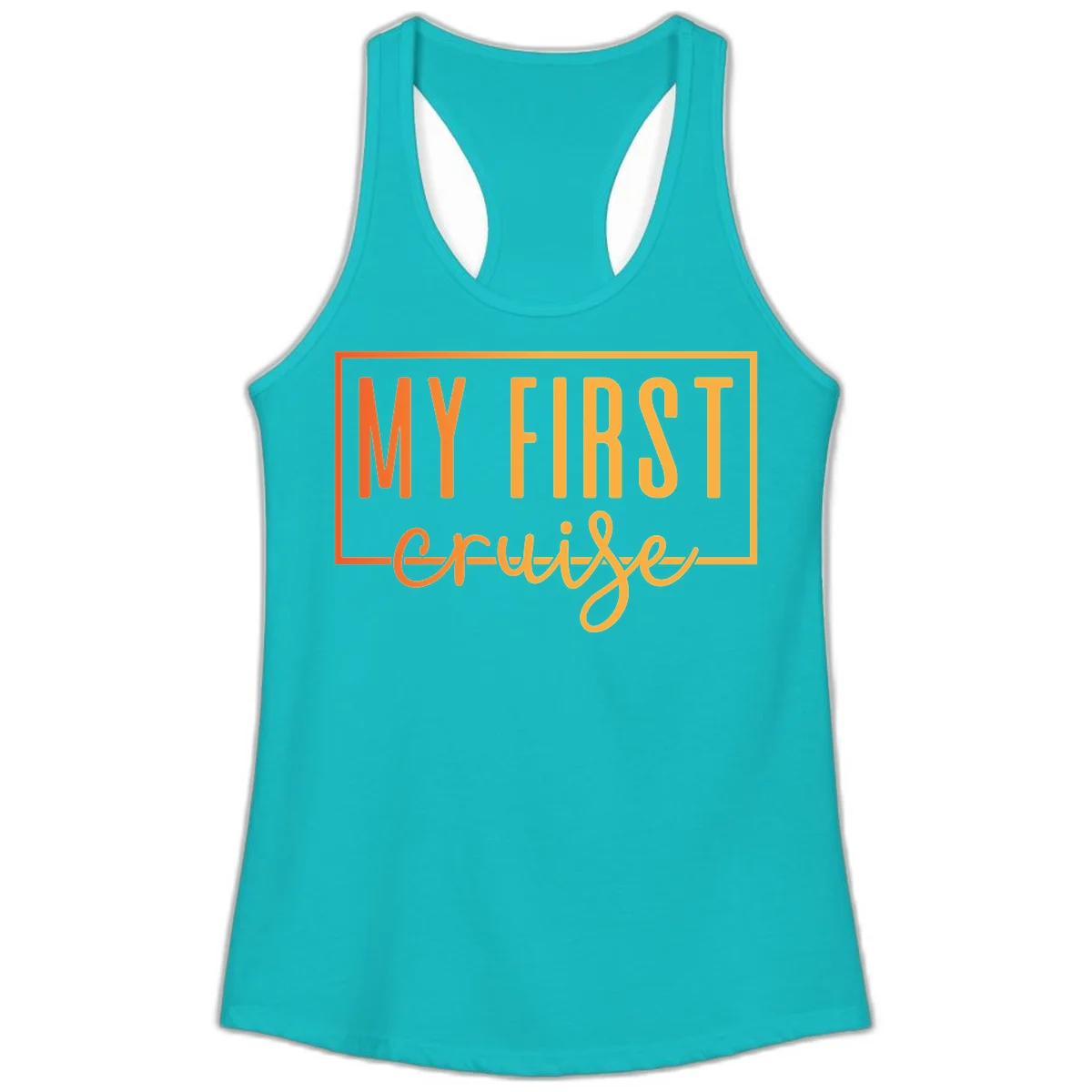 My First Cruise Ladies Racerback Tank in Tahiti Blue