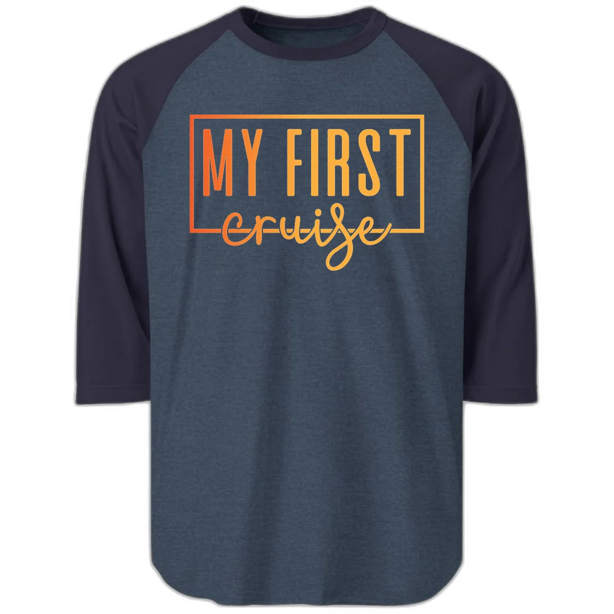 My First Cruise Raglan 3/4 Sleeve in Heather Denim Navy