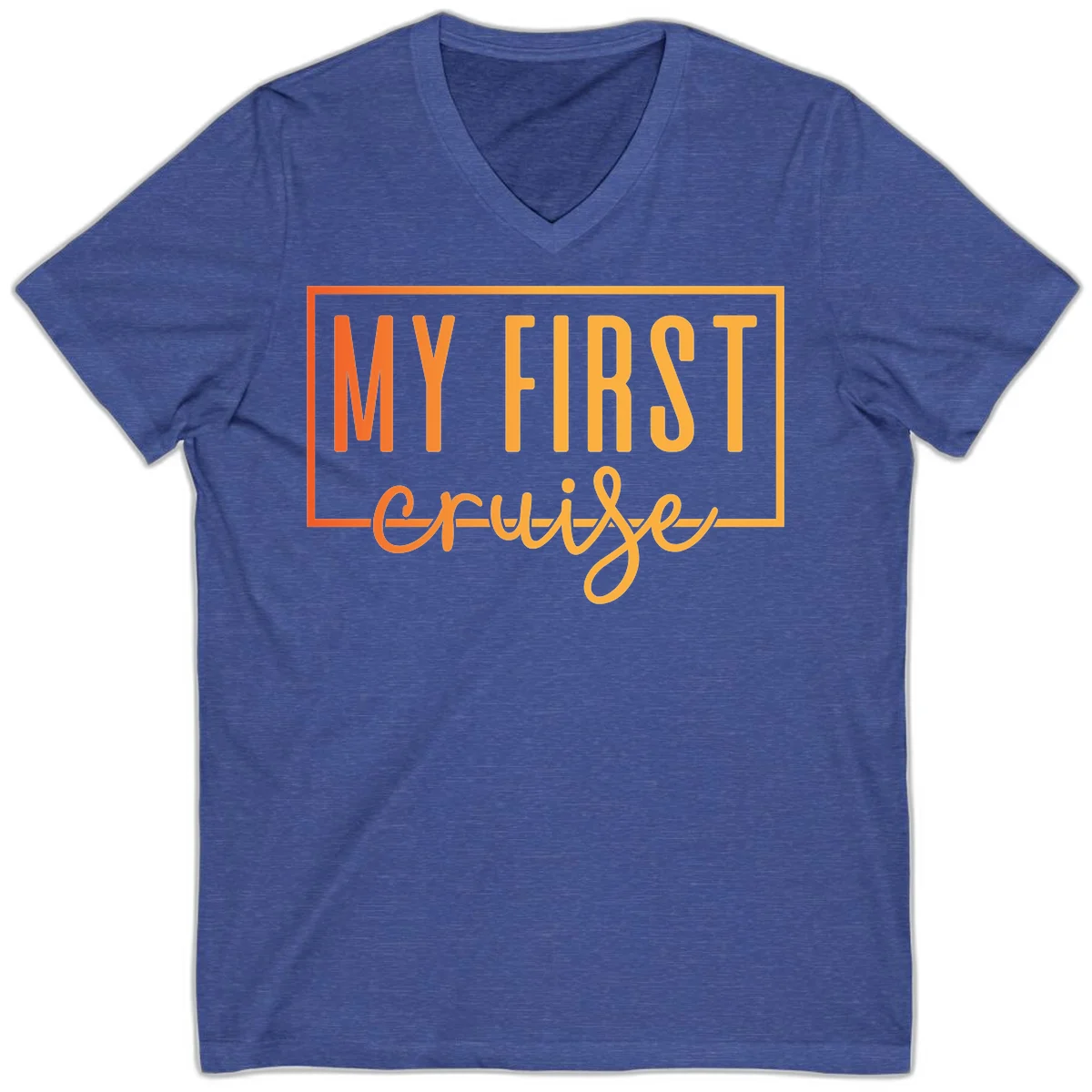 My First Cruise V-Neck T-Shirt in Heather True Royal