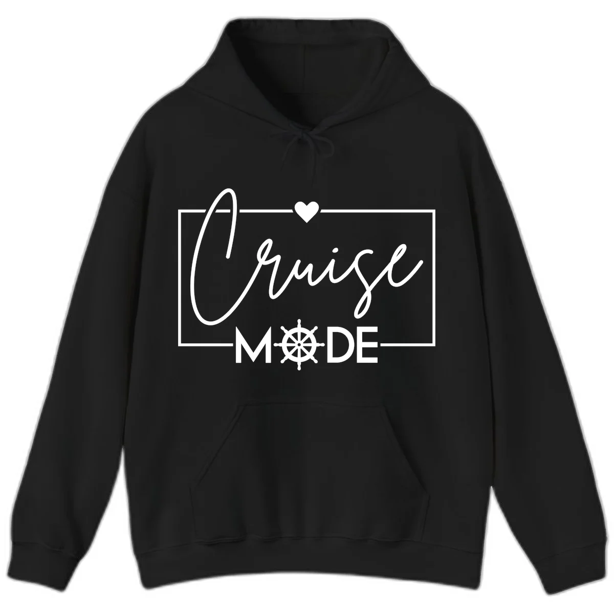 Cruise Mode Nautical Heart Hoodie in Black