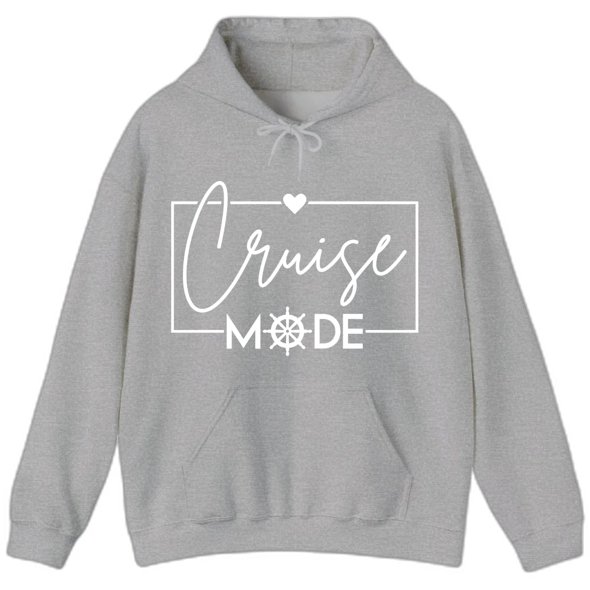 Cruise Mode Nautical Heart Hoodie in Sport Grey