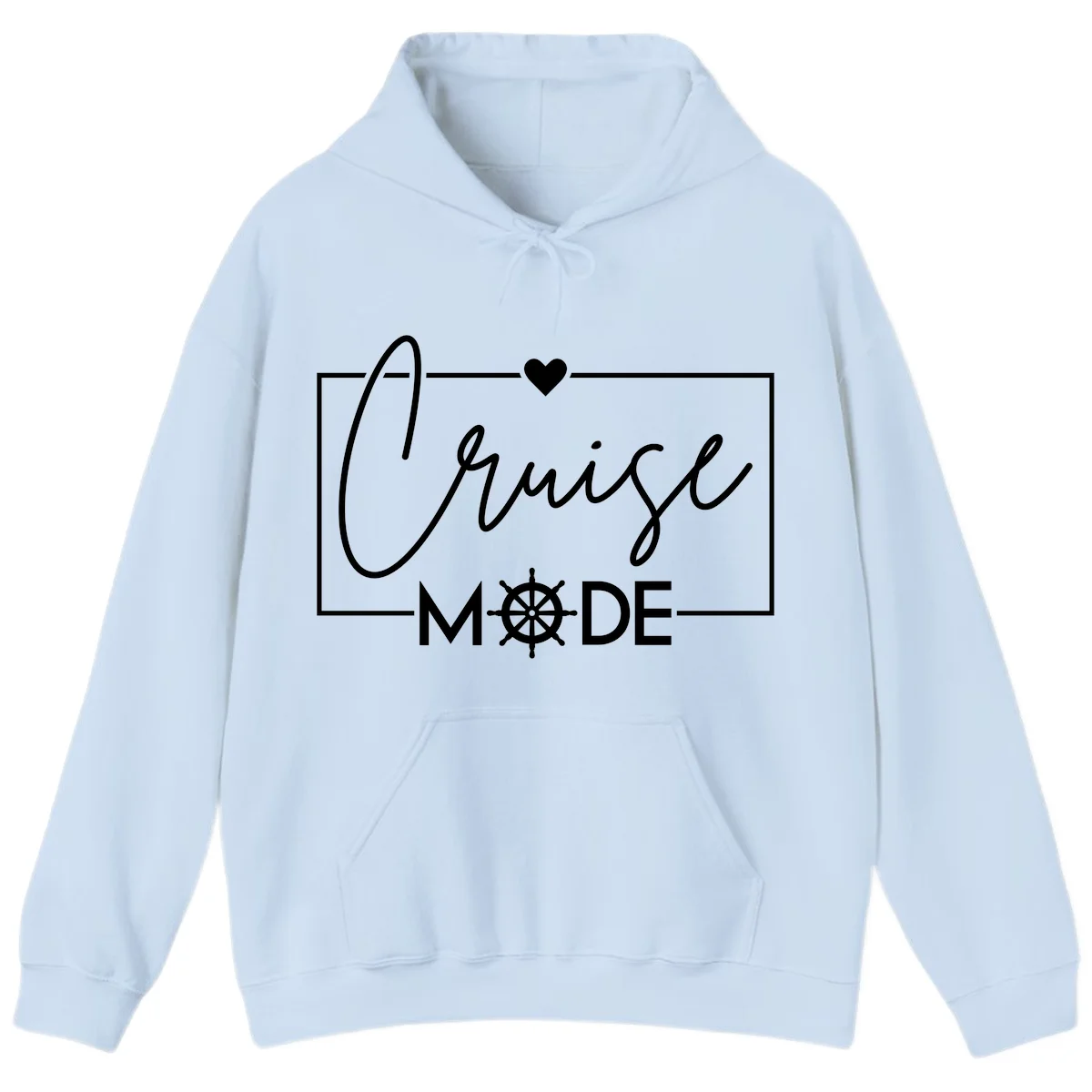 Cruise Mode Nautical Heart Hoodie in Light Blue