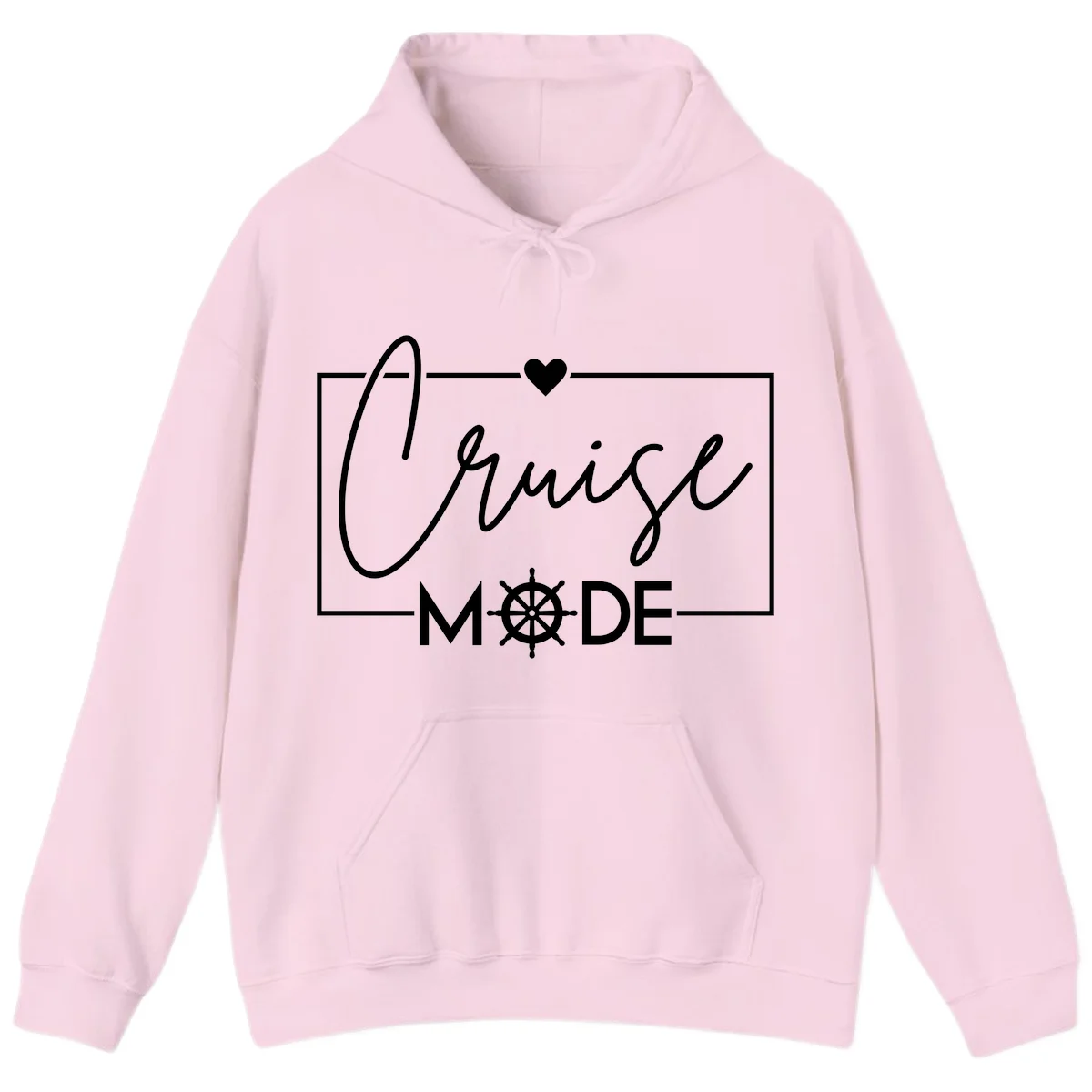 Cruise Mode Nautical Heart Hoodie in Light Pink