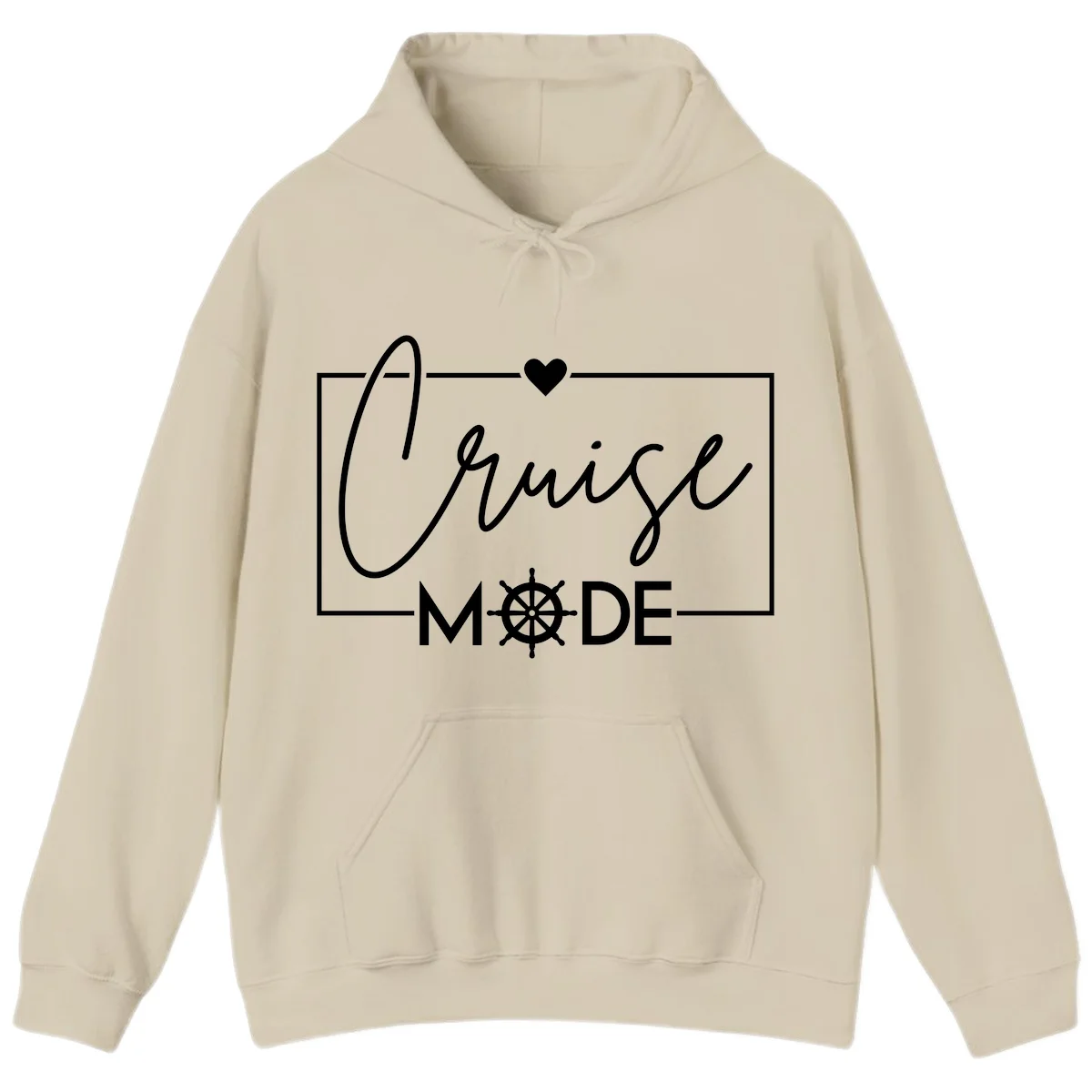 Cruise Mode Nautical Heart Hoodie in Sand