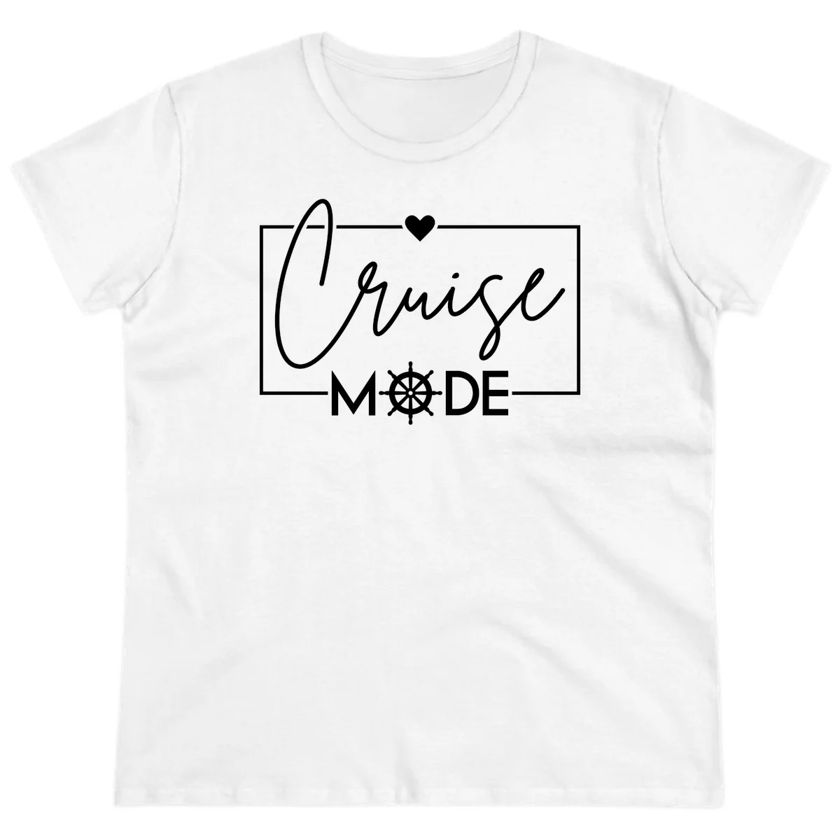 Cruise Mode Nautical Heart Ladies Tee in White