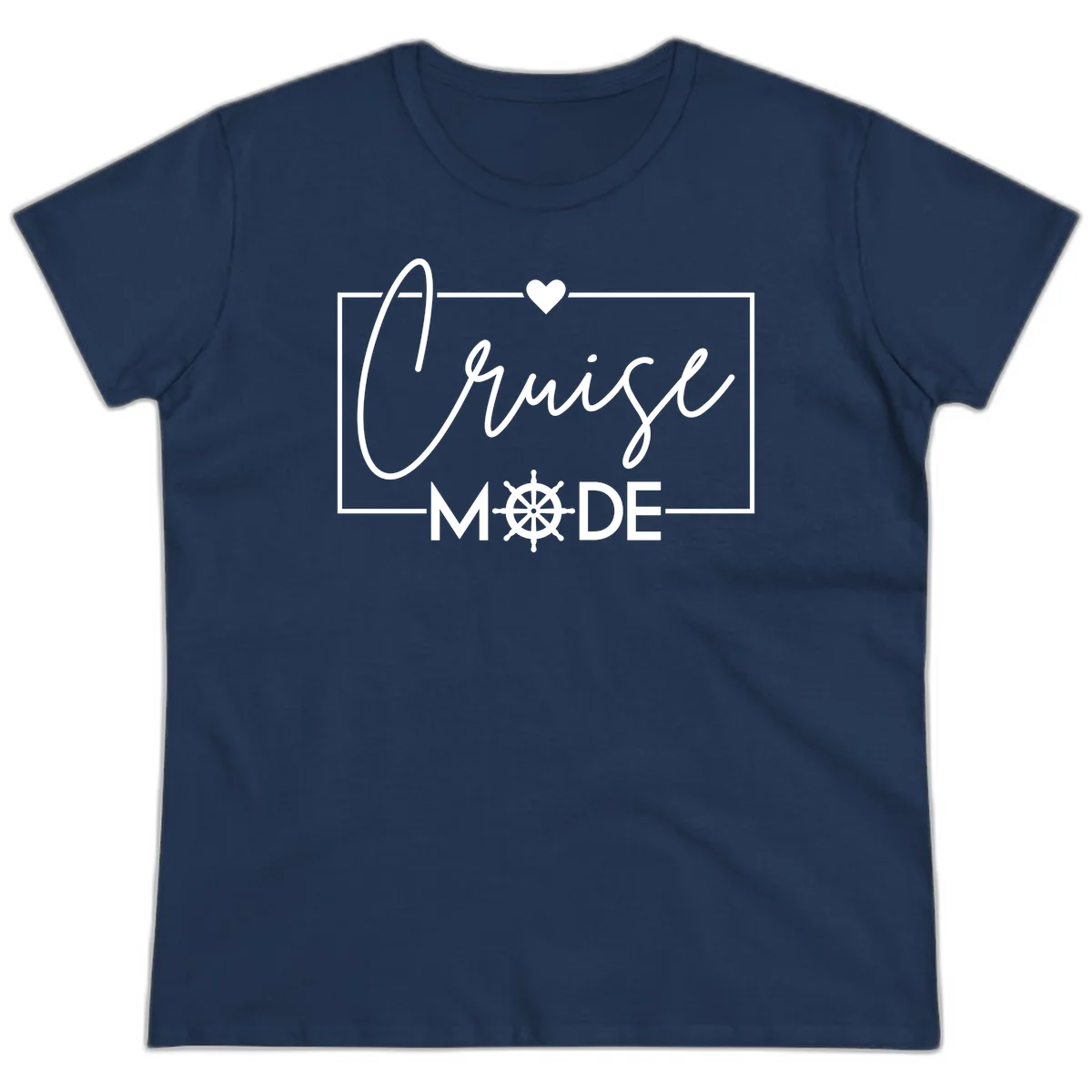 Cruise Mode Nautical Heart Ladies Tee in Navy