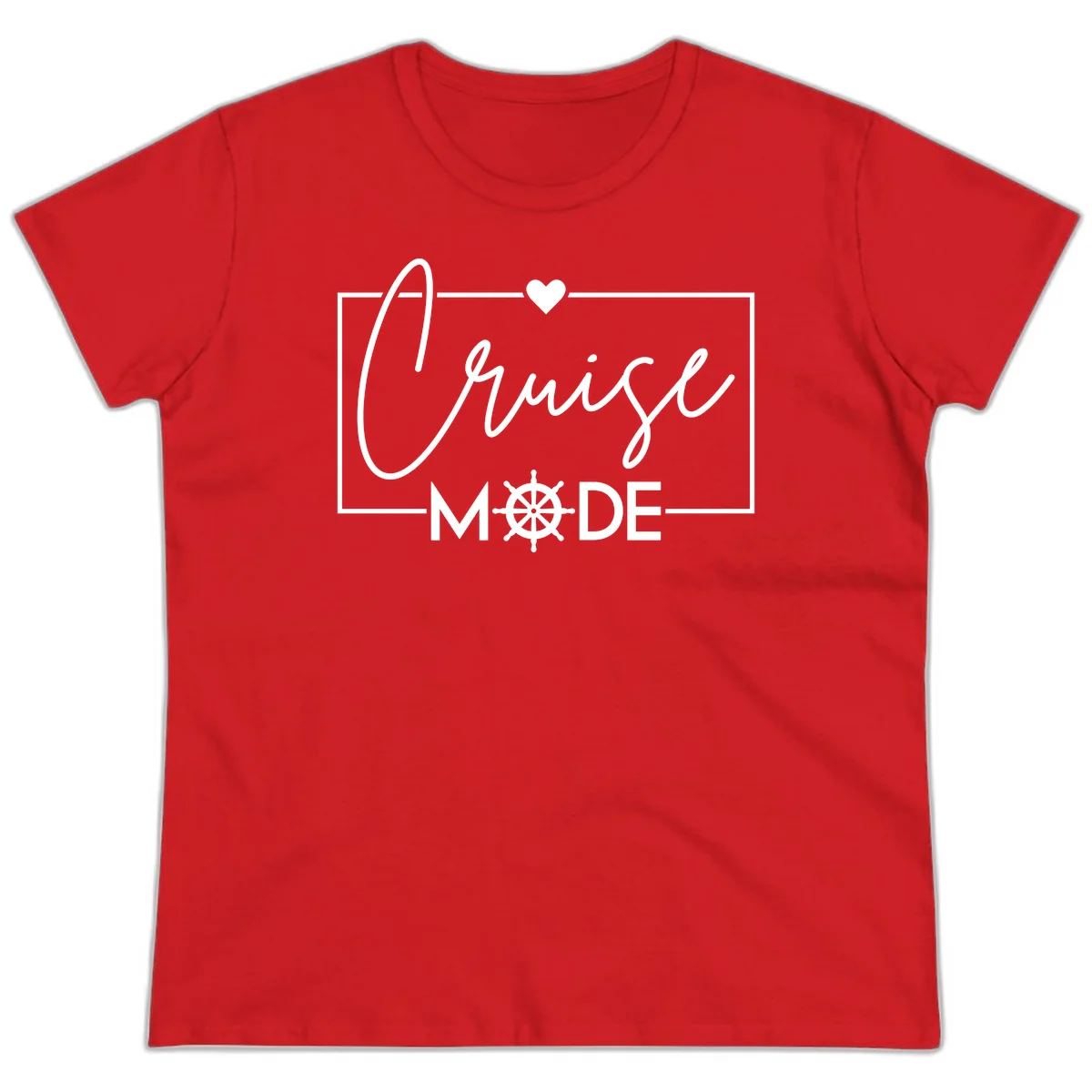 Cruise Mode Nautical Heart Ladies Tee in Red
