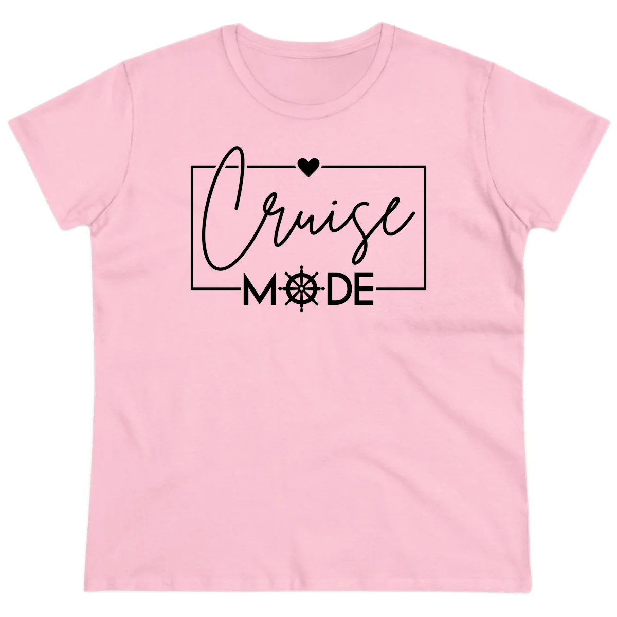 Cruise Mode Nautical Heart Ladies Tee in Light Pink
