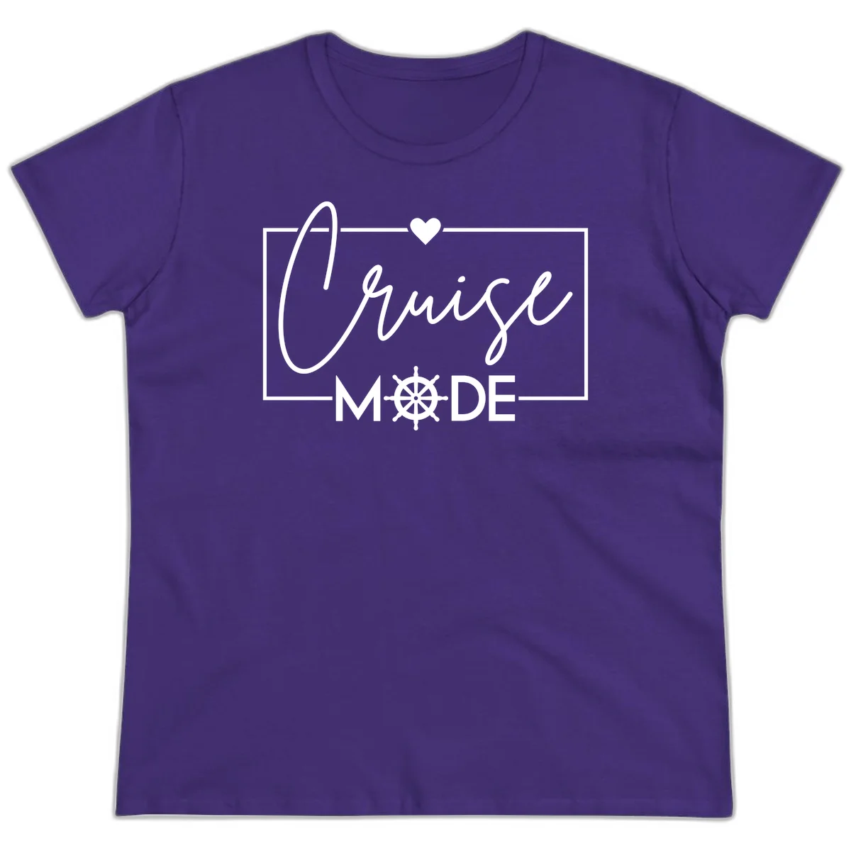 Cruise Mode Nautical Heart Ladies Tee in Purple