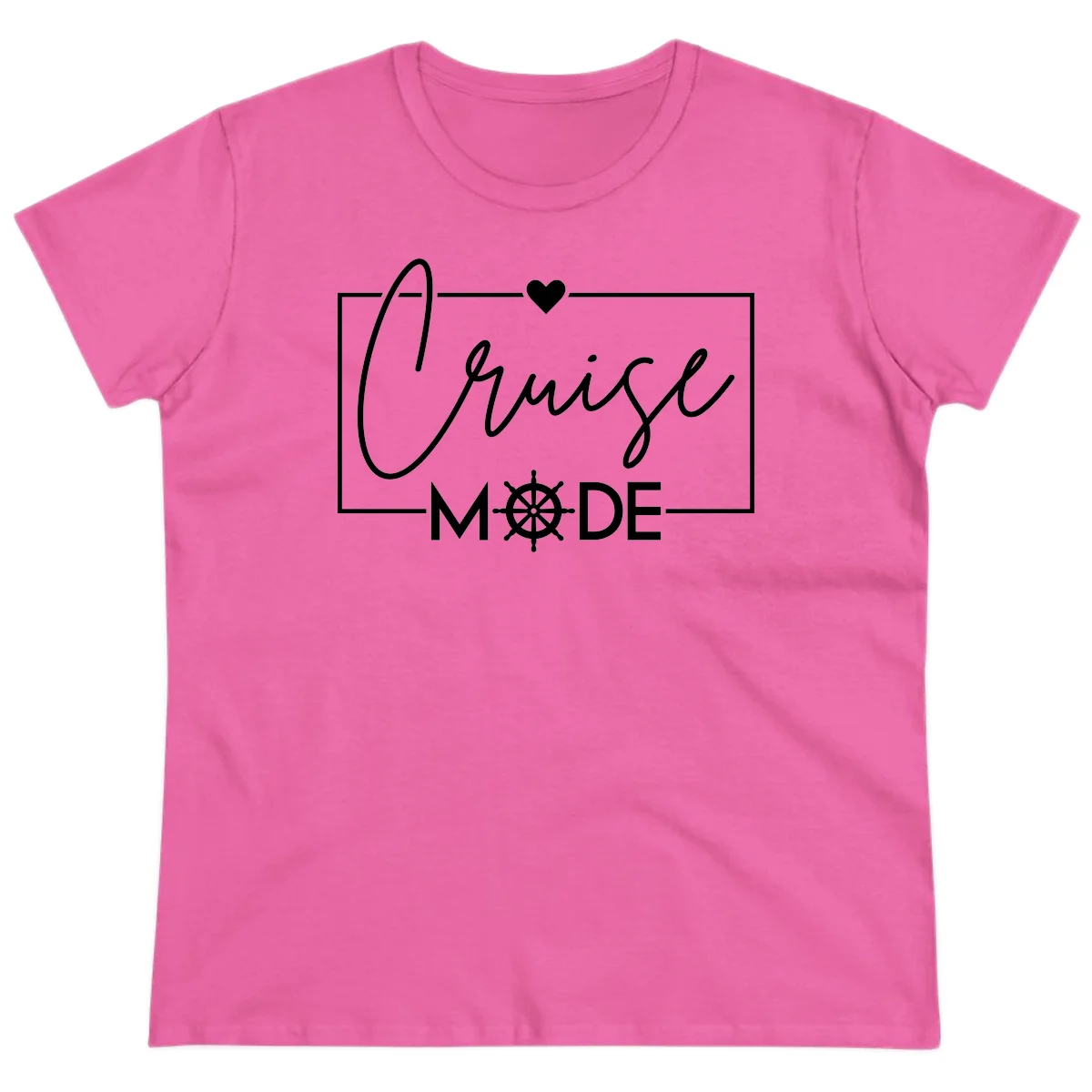 Cruise Mode Nautical Heart Ladies Tee in Azalea