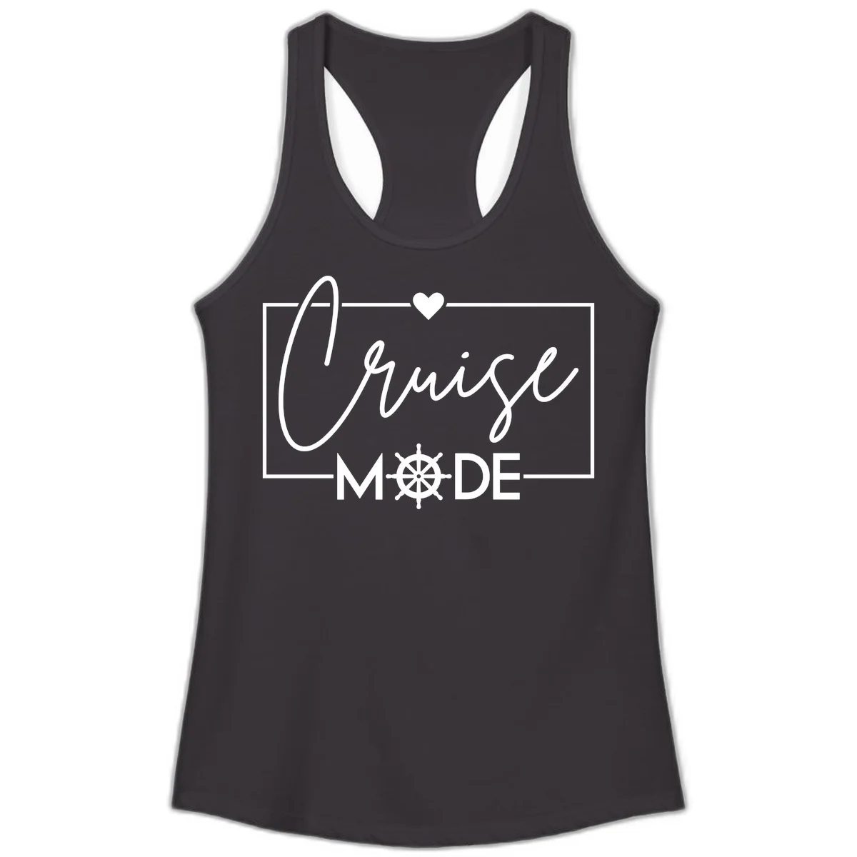 Cruise Mode Nautical Heart Ladies Tank in Black