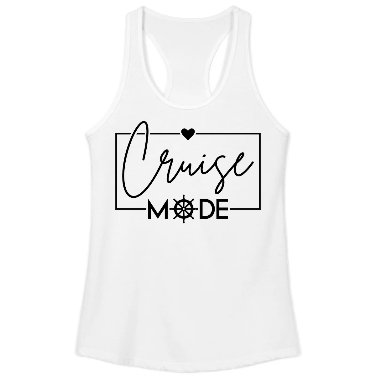 Cruise Mode Nautical Heart Ladies Tank in White