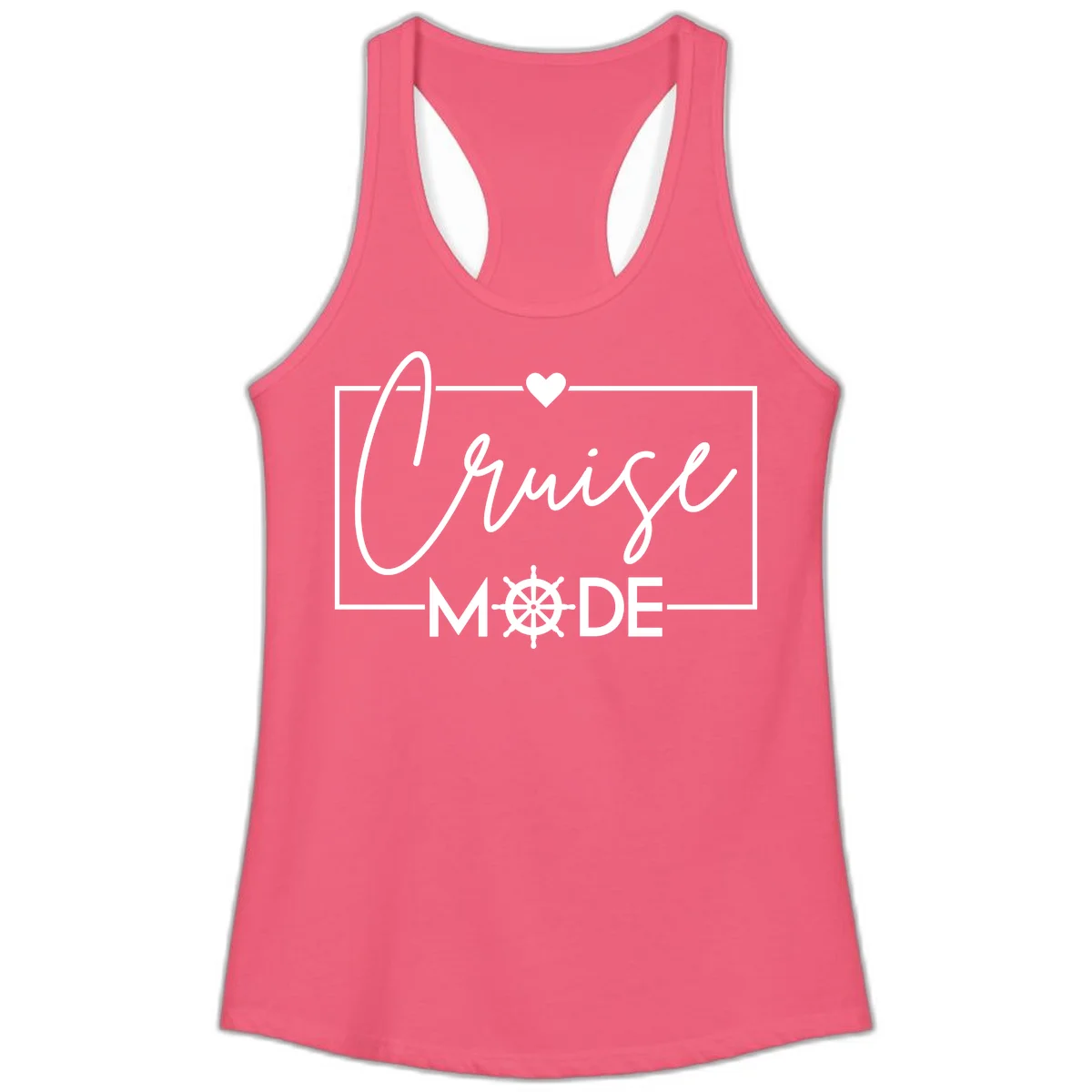 Cruise Mode Nautical Heart Ladies Tank in Hot Pink