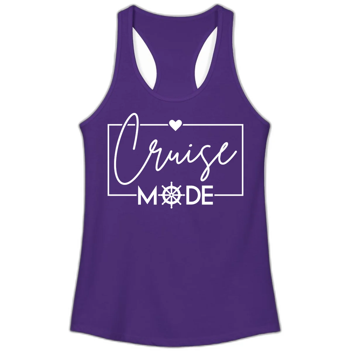 Cruise Mode Nautical Heart Ladies Tank in Solid Purple Rush