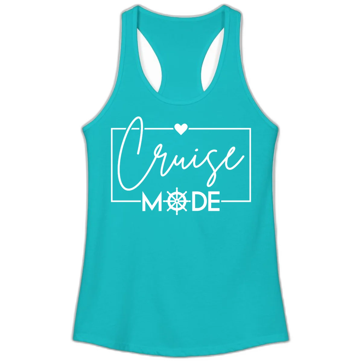 Cruise Mode Nautical Heart Ladies Tank in Tahiti Blue