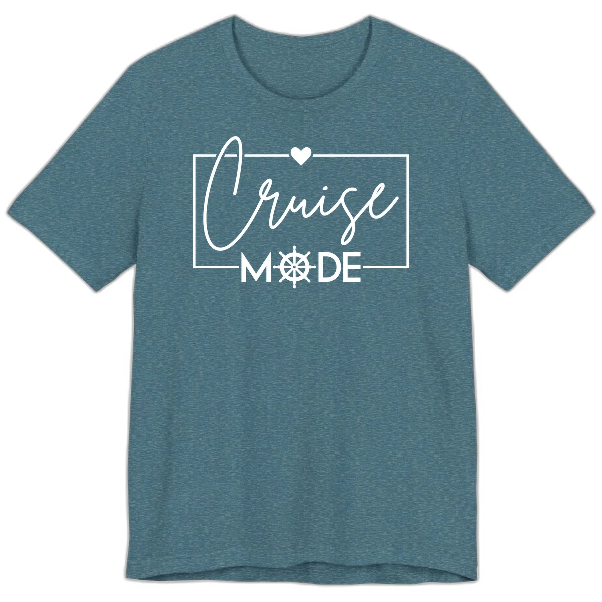 Cruise Mode Nautical Heart Premium T-Shirt in Heather Deep Teal
