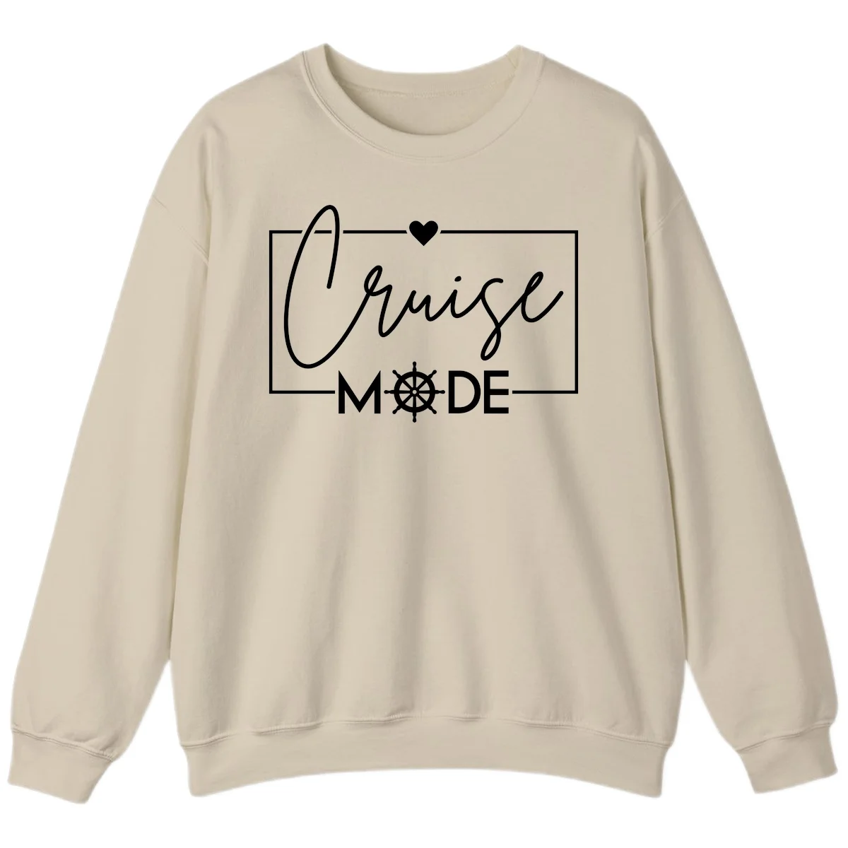 Cruise Mode Nautical Heart Sweatshirt in Sand