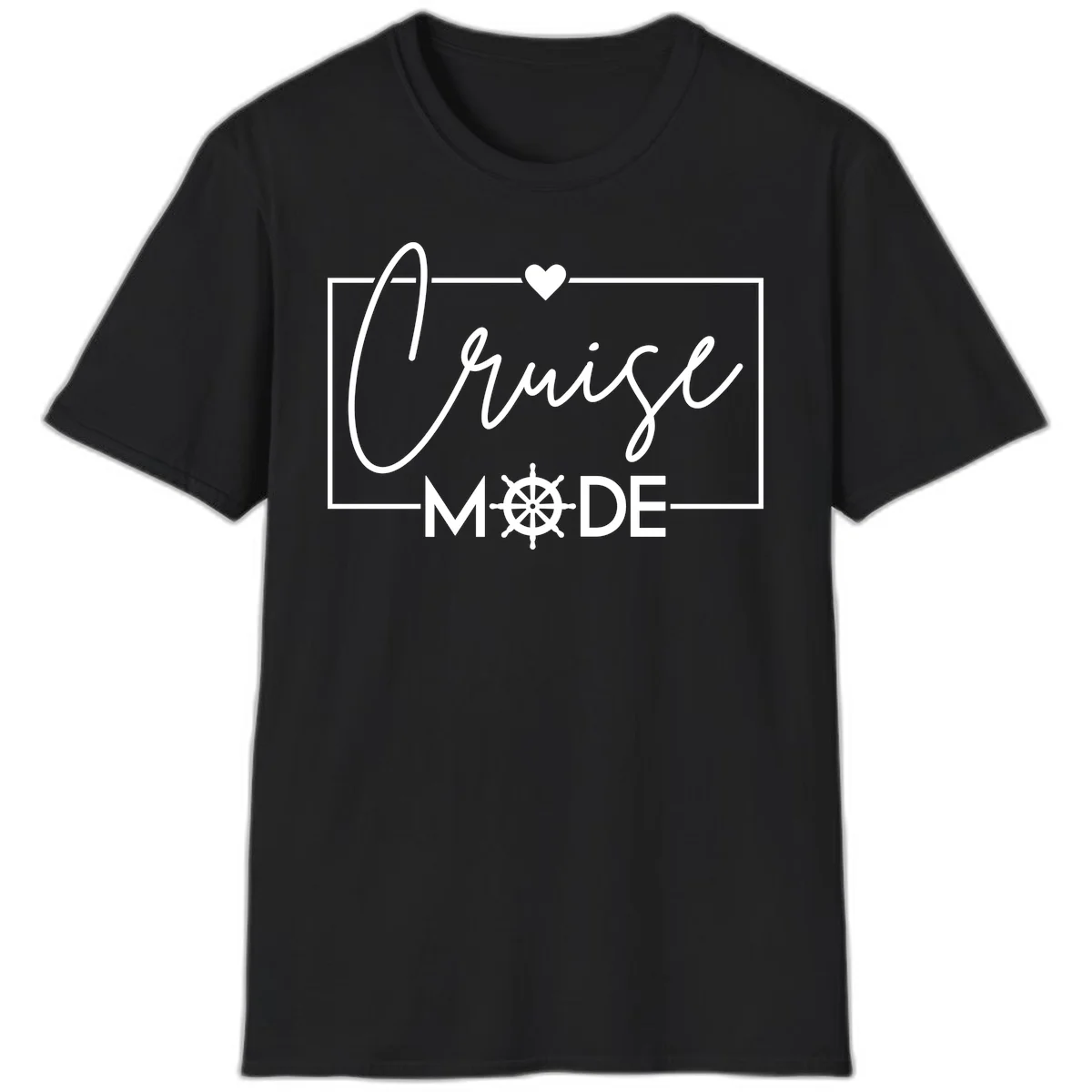 Cruise Mode Nautical Heart T-Shirt in Black
