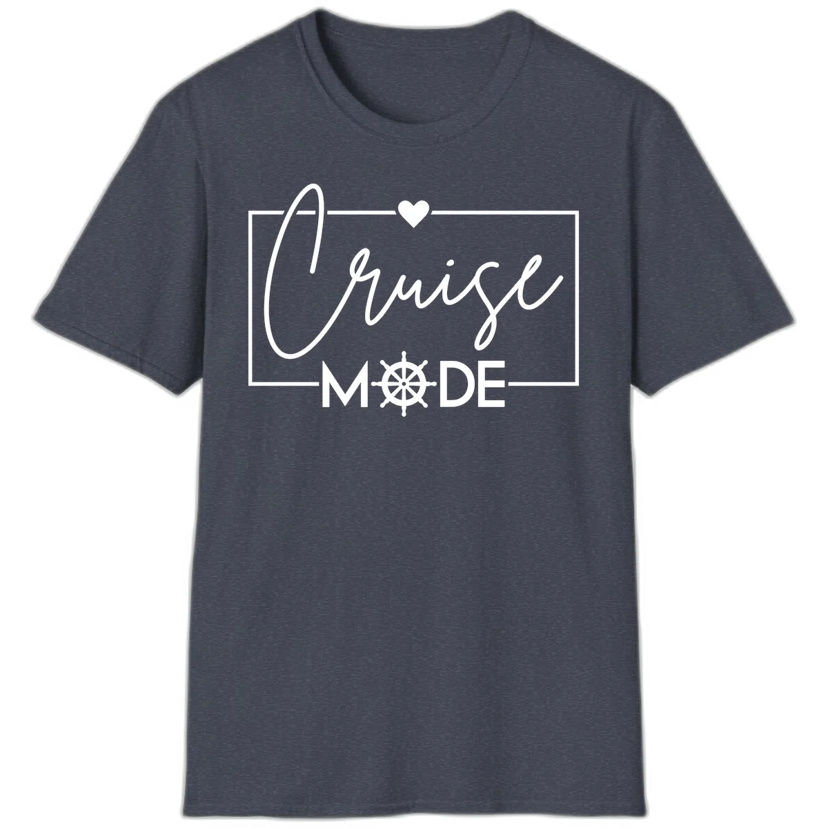 Cruise Mode Nautical Heart T-Shirt in Heather Navy
