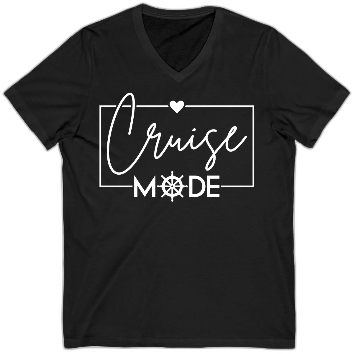 Cruise Mode Nautical Heart V-Neck in Black