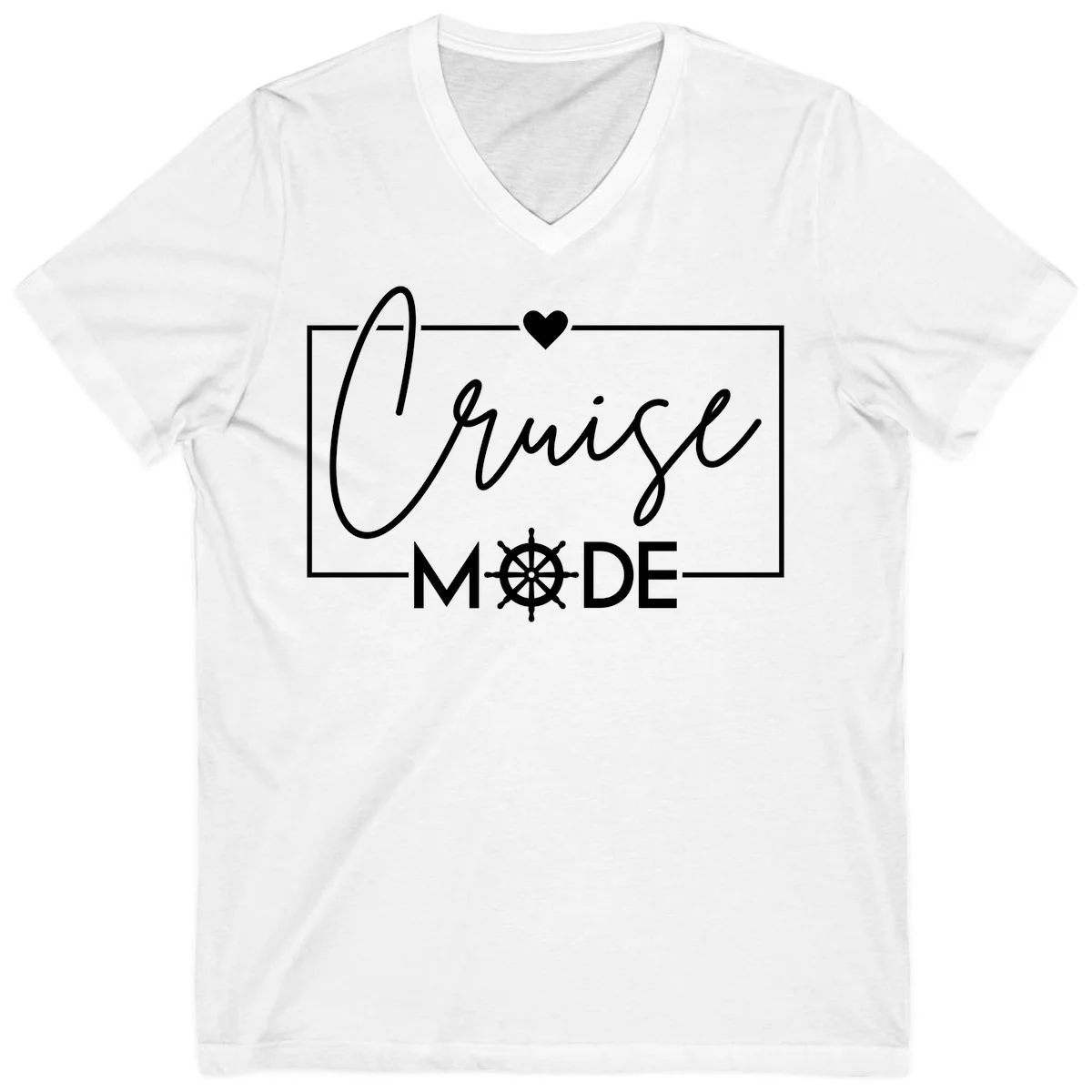 Cruise Mode Nautical Heart V-Neck in White