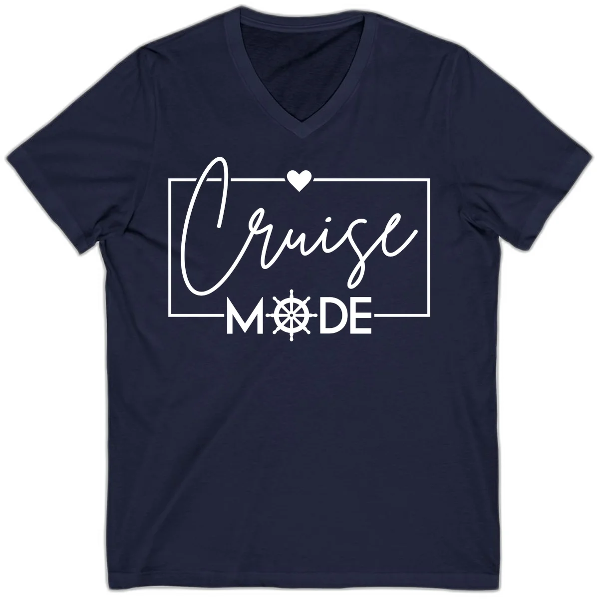 Cruise Mode Nautical Heart V-Neck in Navy