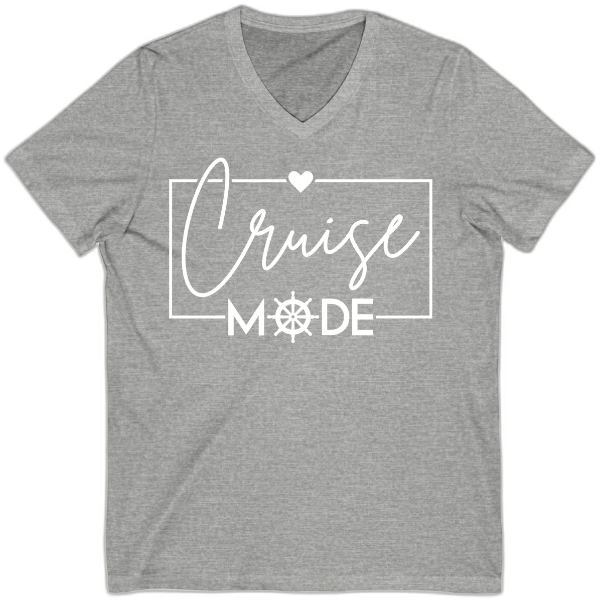 Cruise Mode Nautical Heart V-Neck in Athletic Heather