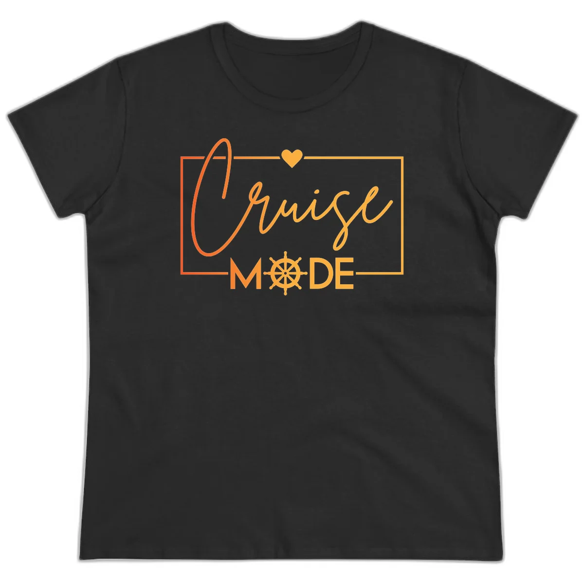 Ahoy Mode Nautical Heart Ladies Tee in Black