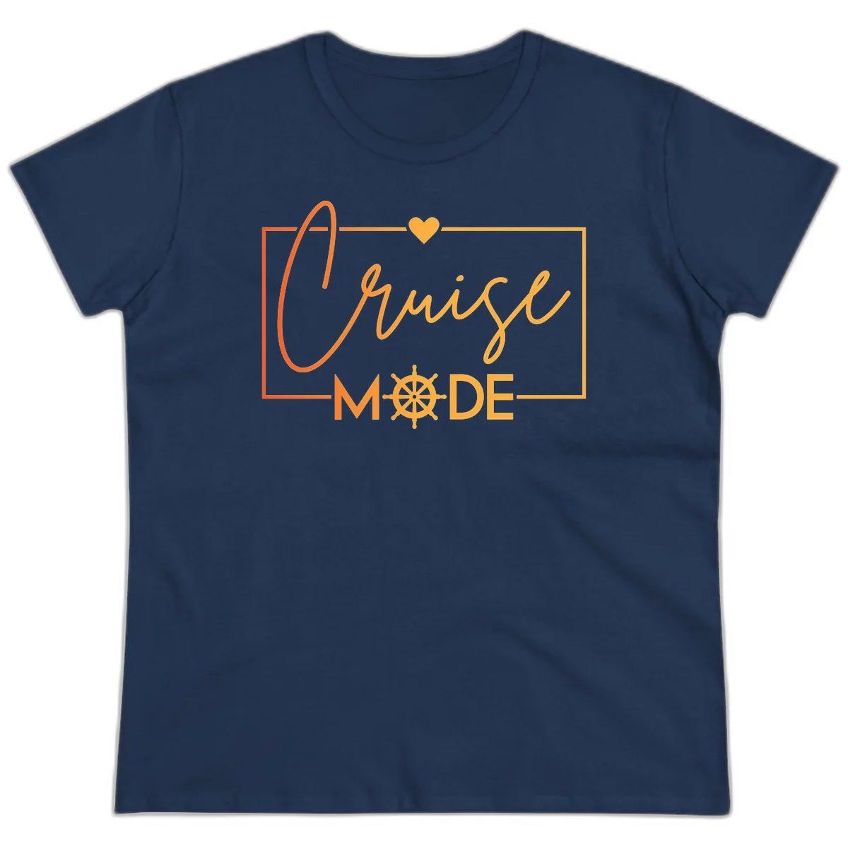 Ahoy Mode Nautical Heart Ladies Tee in Navy
