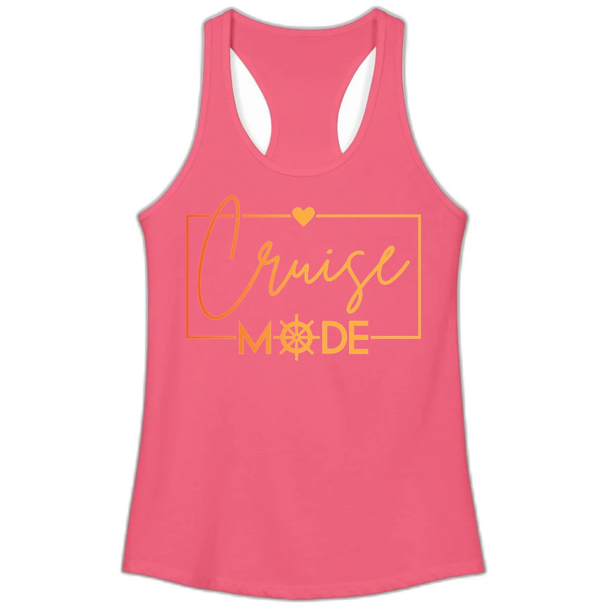 Ahoy Mode Nautical Heart Ladies Tank in Hot Pink