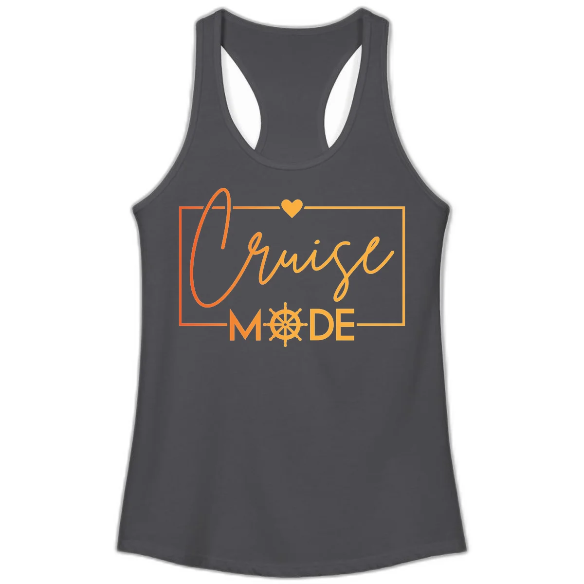 Ahoy Mode Nautical Heart Ladies Tank in Solid Dark Gray