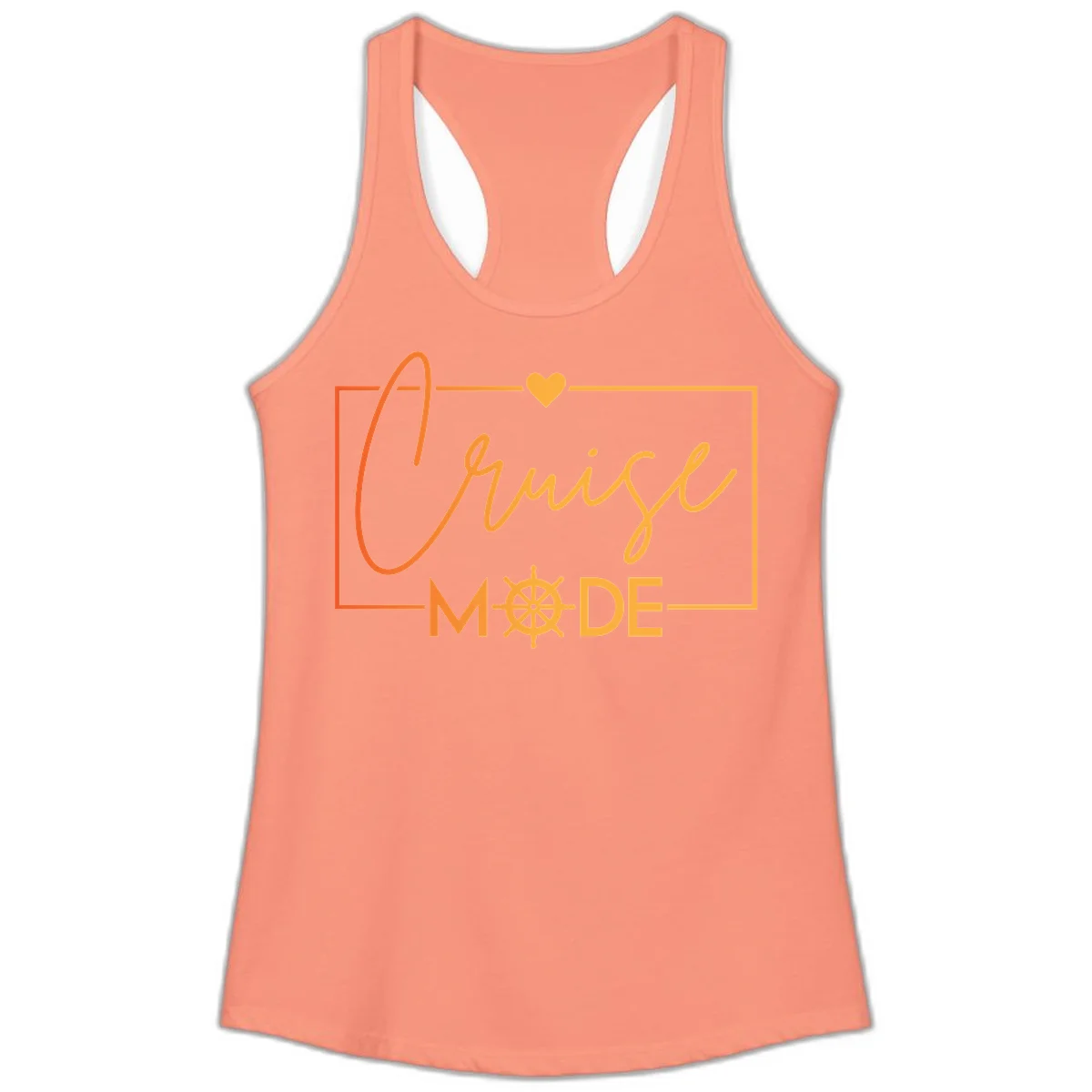 Ahoy Mode Nautical Heart Ladies Tank in Solid Light Orange
