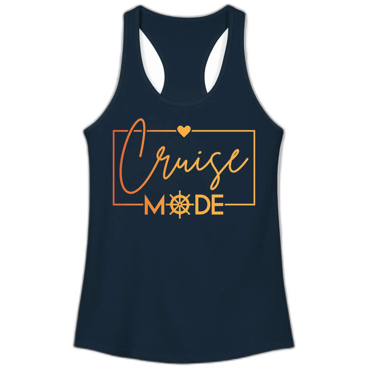 Ahoy Mode Nautical Heart Ladies Tank in Solid Midnight Navy